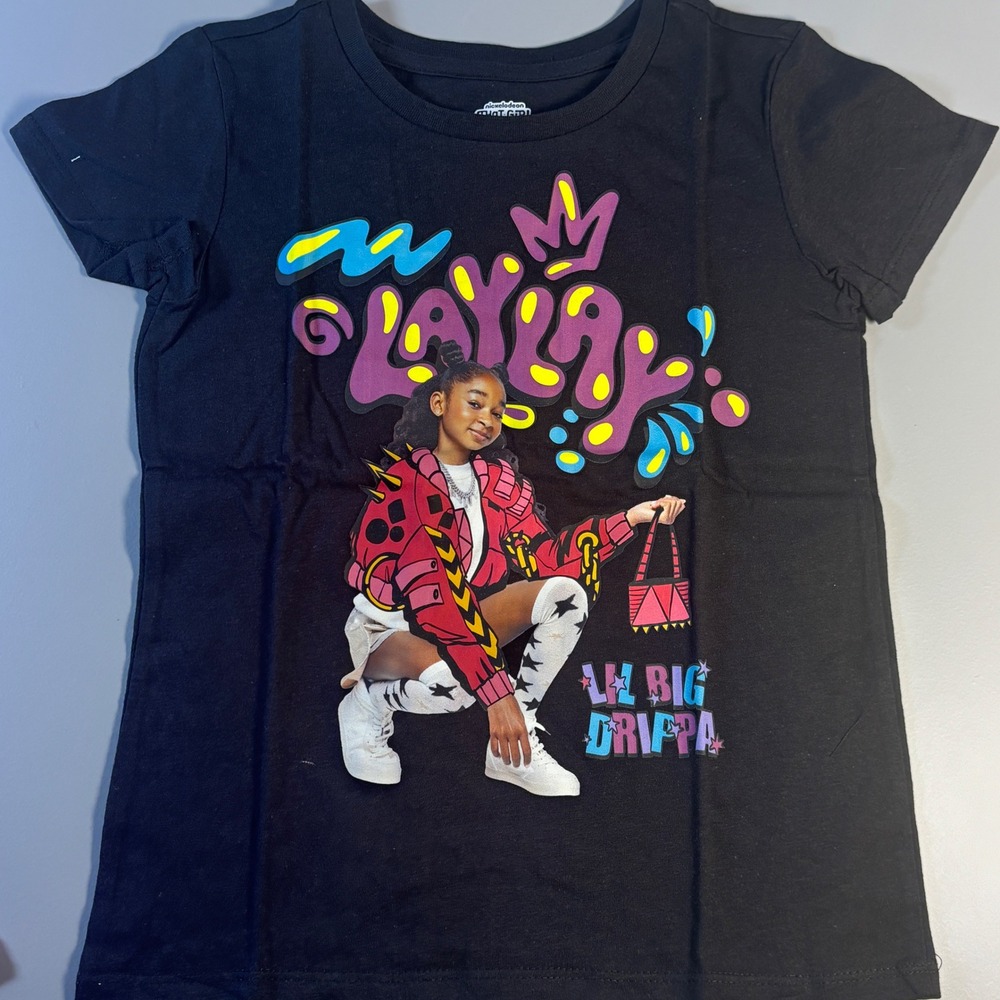 That Girl Lay Lay Lot of 2 Nickelodeon Kids Small 6 6X Purple Black Graphic NWOT - Picture 3 of 11